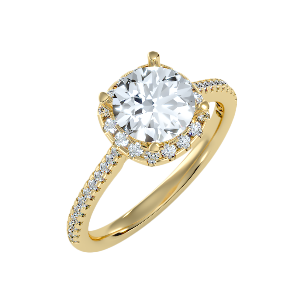 Comely Halo Solitaire Ring In 925 Sterling Silver - Nine