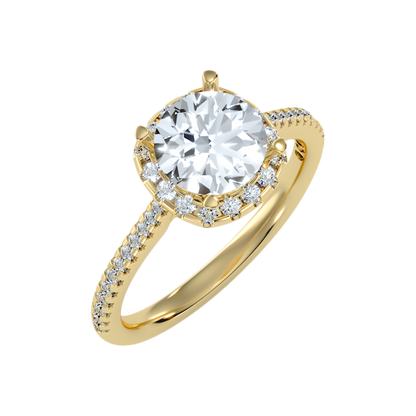 Comely Halo Solitaire Ring In 925 Sterling Silver - Nine