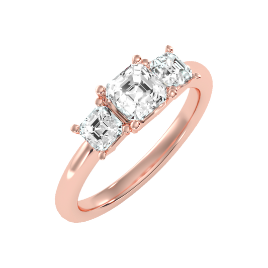Conflate Three Stone Diamond Engagement Ring In 925 Sterling Silver - One