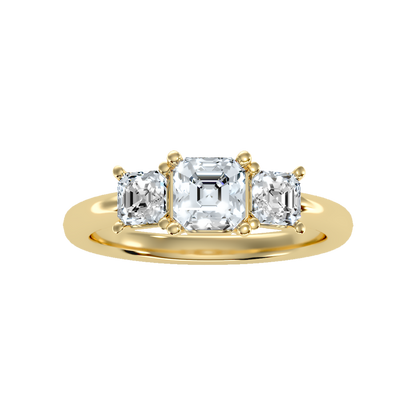 Conflate Three Stone Diamond Engagement Ring In 925 Sterling Silver - Ten