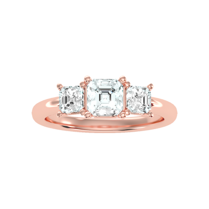 Conflate Three Stone Diamond Engagement Ring In 925 Sterling Silver - Two