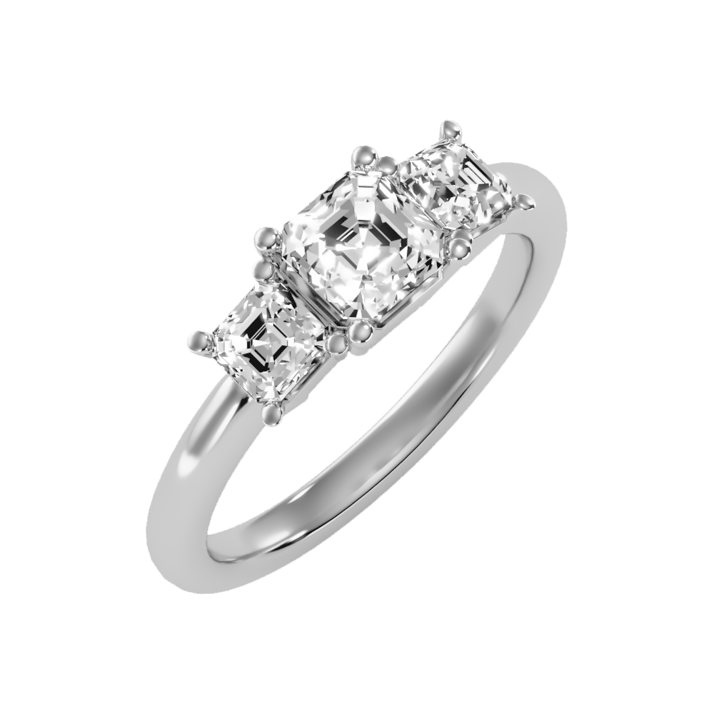 Conflate Three Stone Diamond Engagement Ring In 925 Sterling Silver - Five