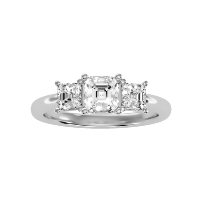 Conflate Three Stone Diamond Engagement Ring In 925 Sterling Silver - Six