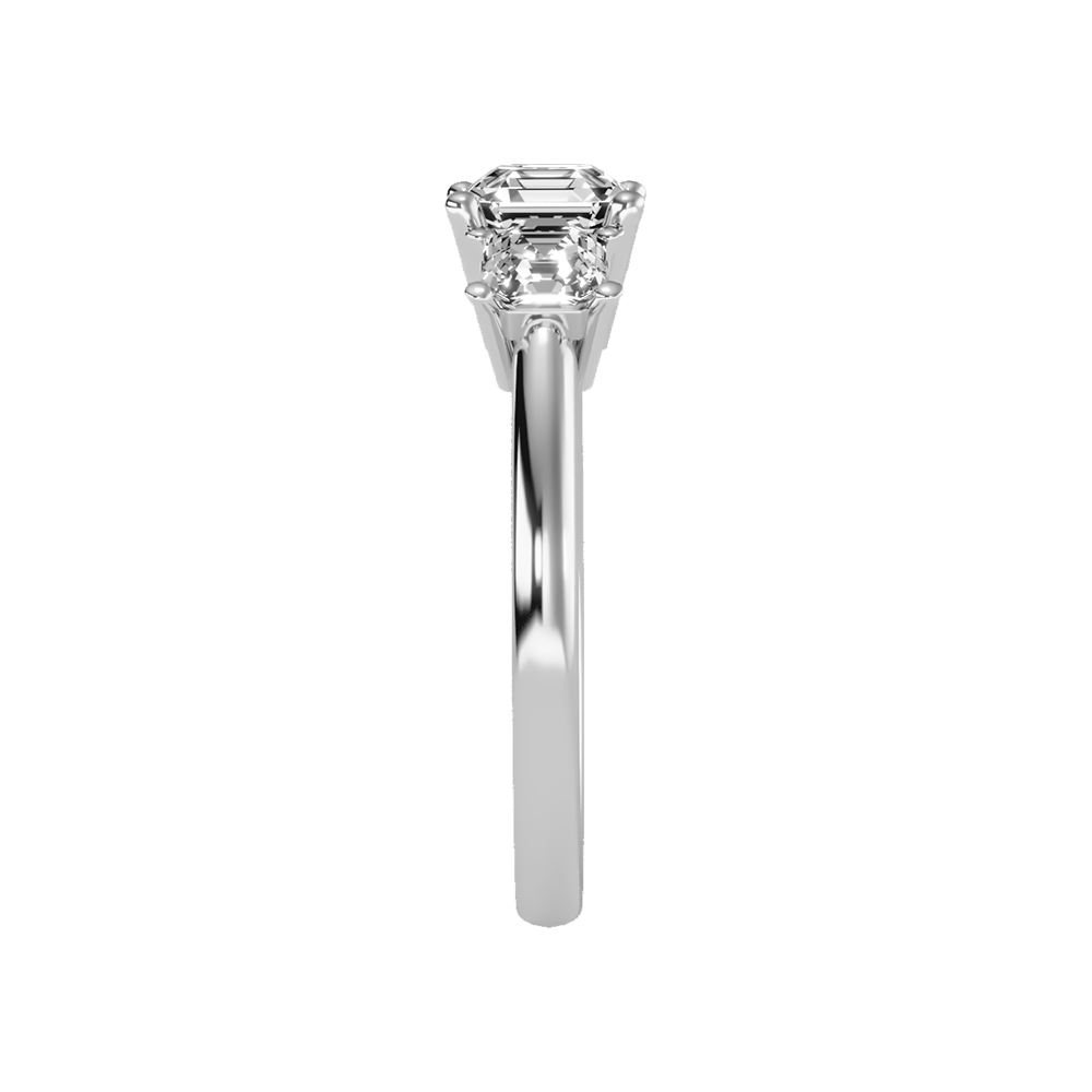 Conflate Three Stone Diamond Engagement Ring In 925 Sterling Silver - Seven