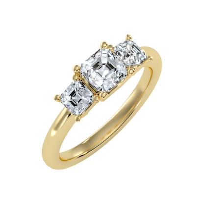 Conflate Three Stone Diamond Engagement Ring In 925 Sterling Silver - Nine