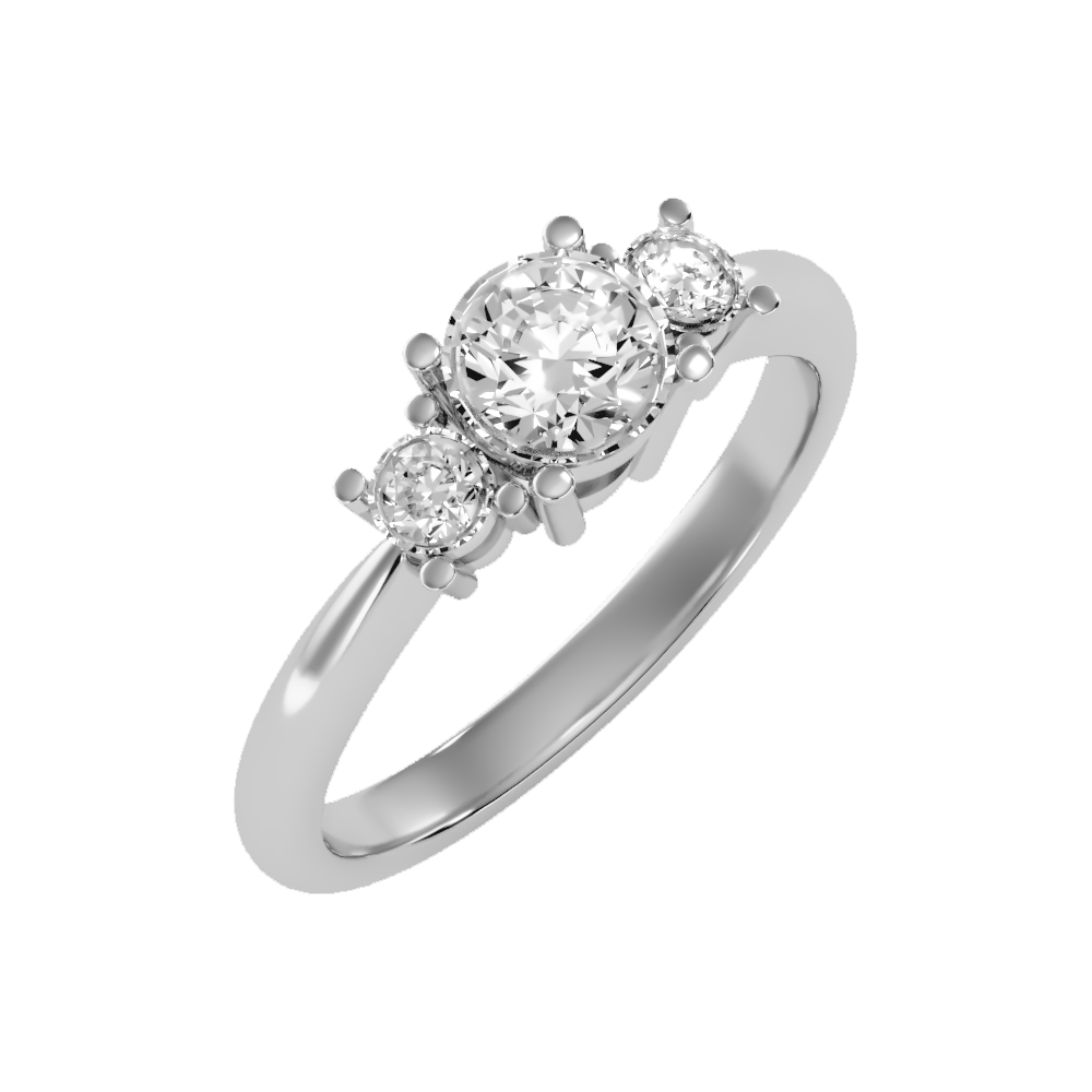Coruscating Tri Stone Ring In 925 Sterling Silver - Five