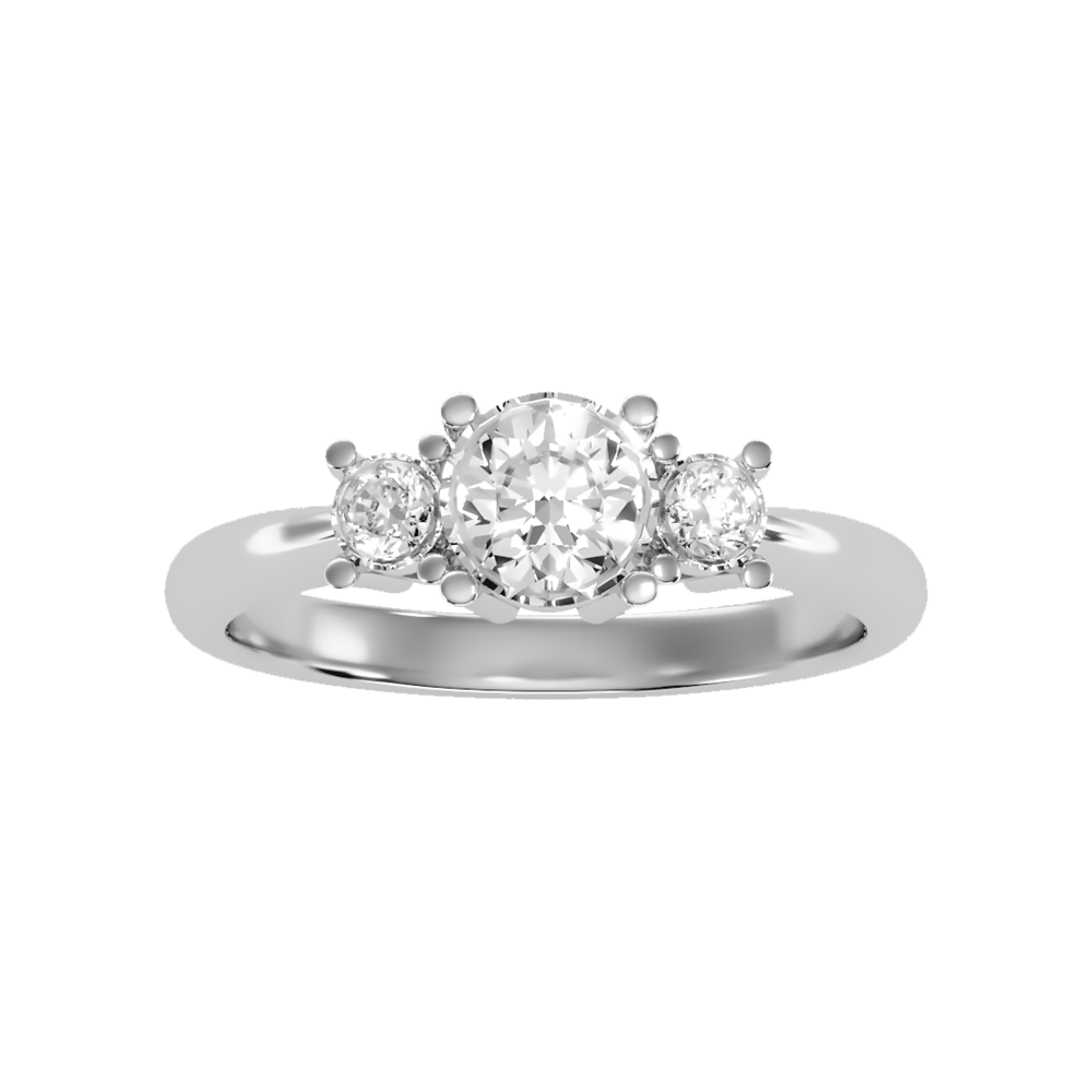 Coruscating Tri Stone Ring In 925 Sterling Silver - Six