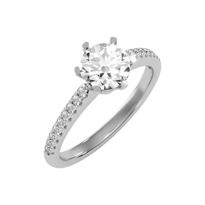 Courtly Solitaire Ring In 925 Sterling Silver - Five