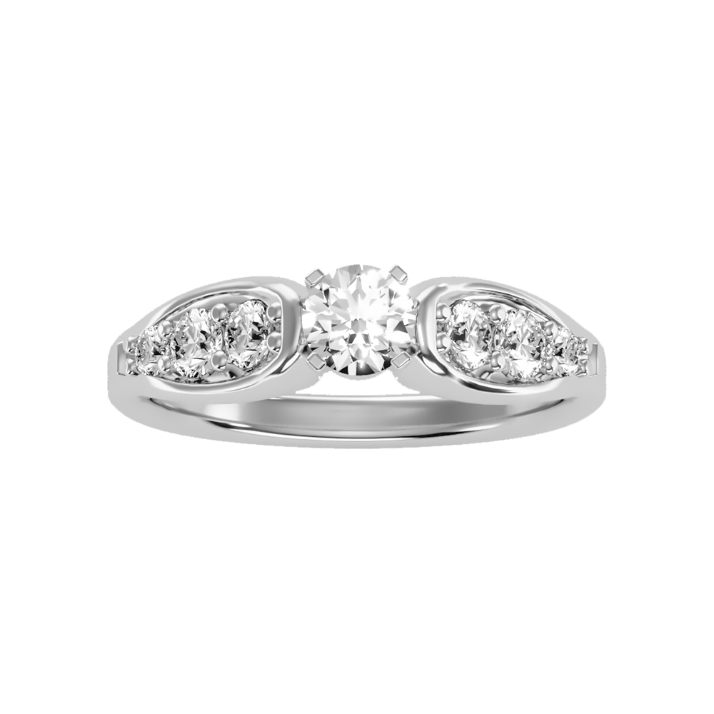 Cracking Solitaire Ring In 925 Sterling Silver - Six