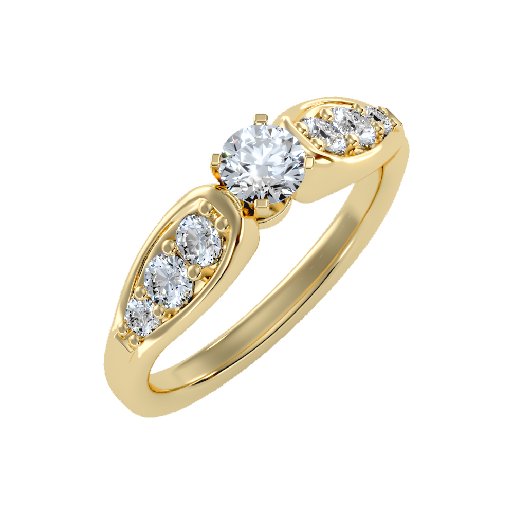 Cracking Solitaire Ring In 925 Sterling Silver - Nine