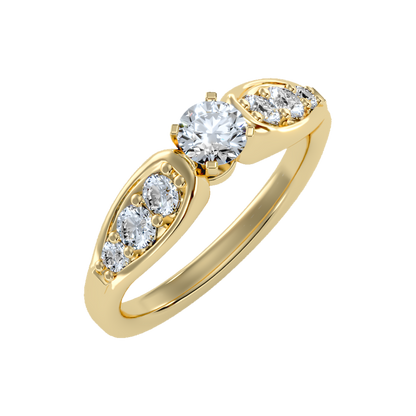 Cracking Solitaire Ring In 925 Sterling Silver - Nine