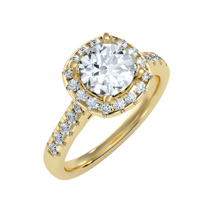Cultivated Halo Solitaire Ring In 925 Sterling Silver - One