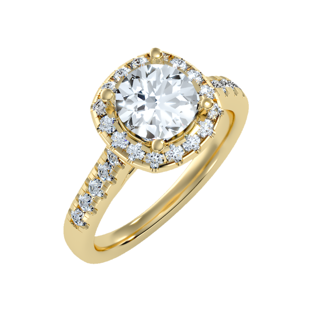 Cultivated Halo Solitaire Ring - One