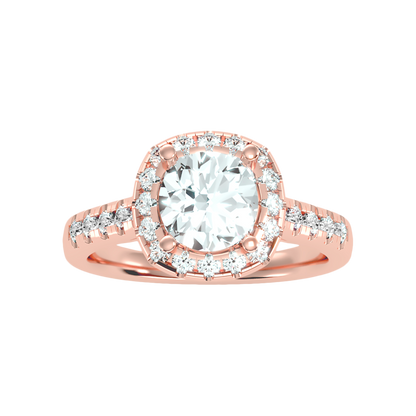 Cultivated Halo Solitaire Ring In 925 Sterling Silver - Ten
