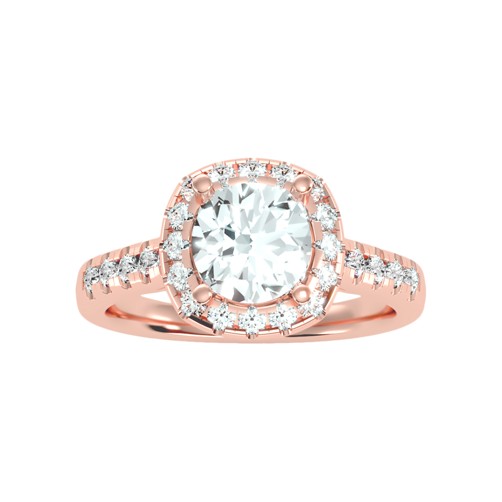Cultivated Halo Solitaire Ring - Ten