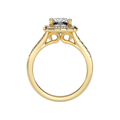 Cultivated Halo Solitaire Ring In 925 Sterling Silver - Two