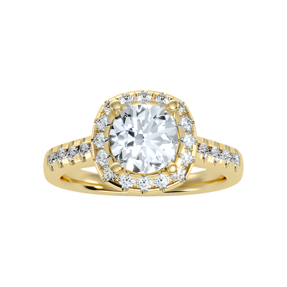 Cultivated Halo Solitaire Ring - Three