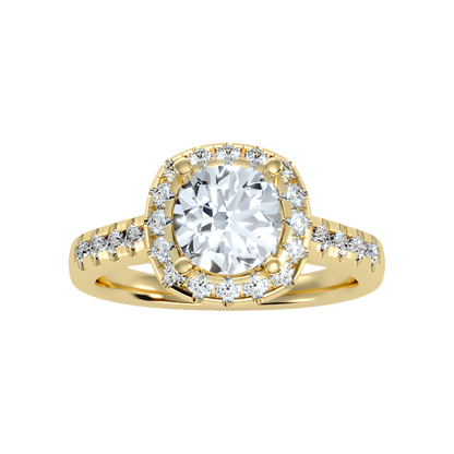 Cultivated Halo Solitaire Ring In 925 Sterling Silver - Three