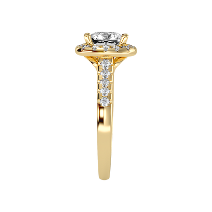 Cultivated Halo Solitaire Ring In 925 Sterling Silver - Four