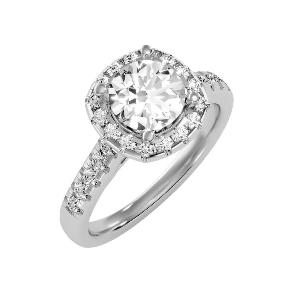 Cultivated Halo Solitaire Ring In 925 Sterling Silver - Five