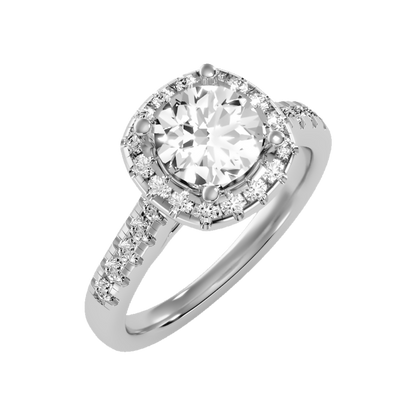 Cultivated Halo Solitaire Ring In 925 Sterling Silver - Five