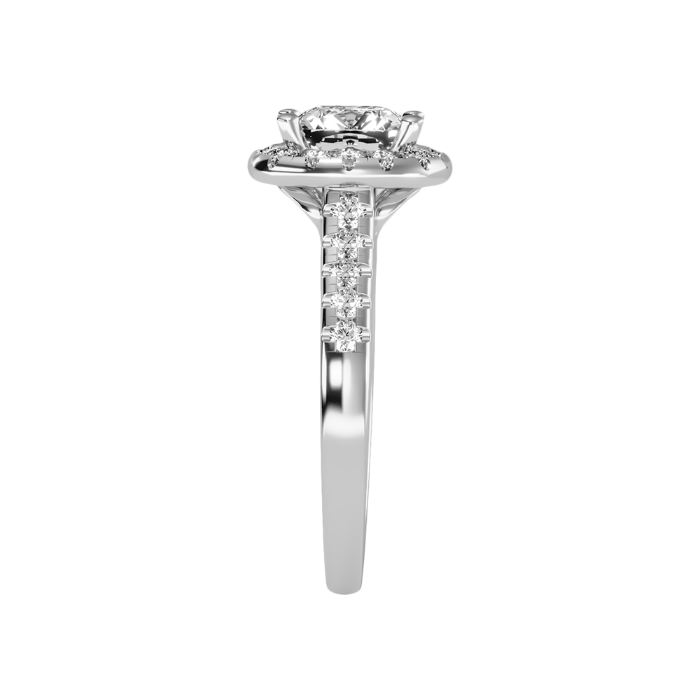 Cultivated Halo Solitaire Ring In 925 Sterling Silver - Seven