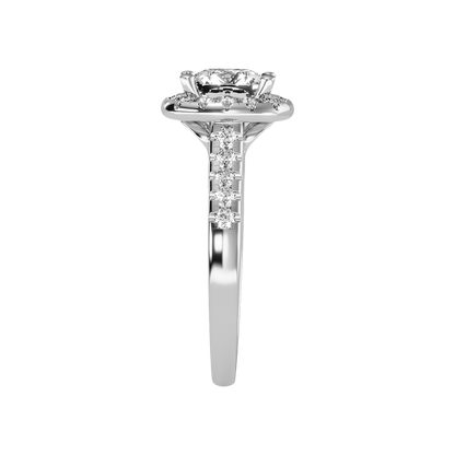 Cultivated Halo Solitaire Ring In 925 Sterling Silver - Seven