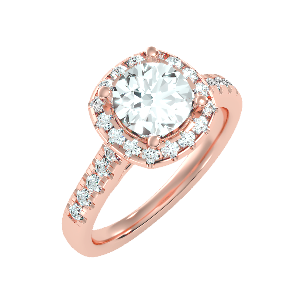 Cultivated Halo Solitaire Ring In 925 Sterling Silver - Nine