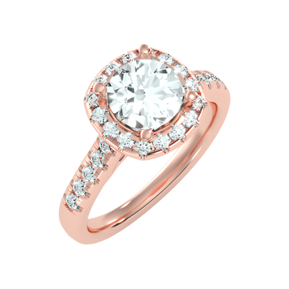 Cultivated Halo Solitaire Ring In 925 Sterling Silver - Nine