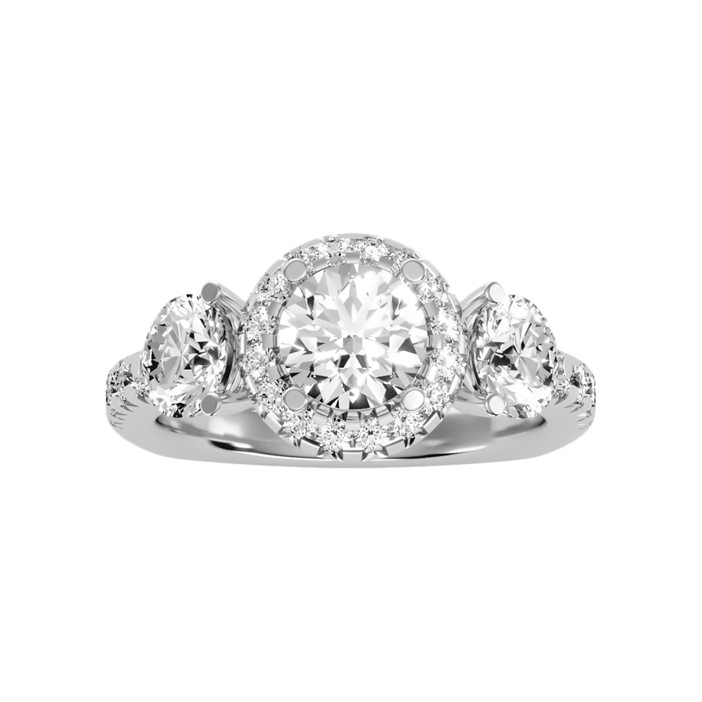 Cultured Tri Stone Ring In 925 Sterling Silver - Seven