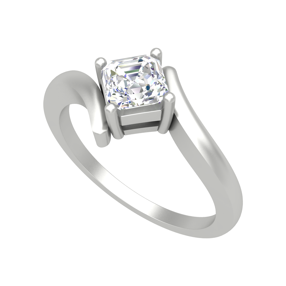 Curvy Edge Solitaire Ring - One