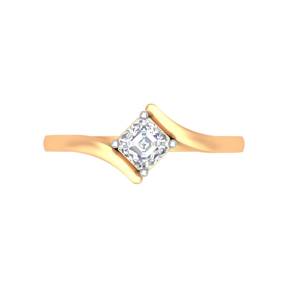 Curvy Edge Solitaire Ring - Ten
