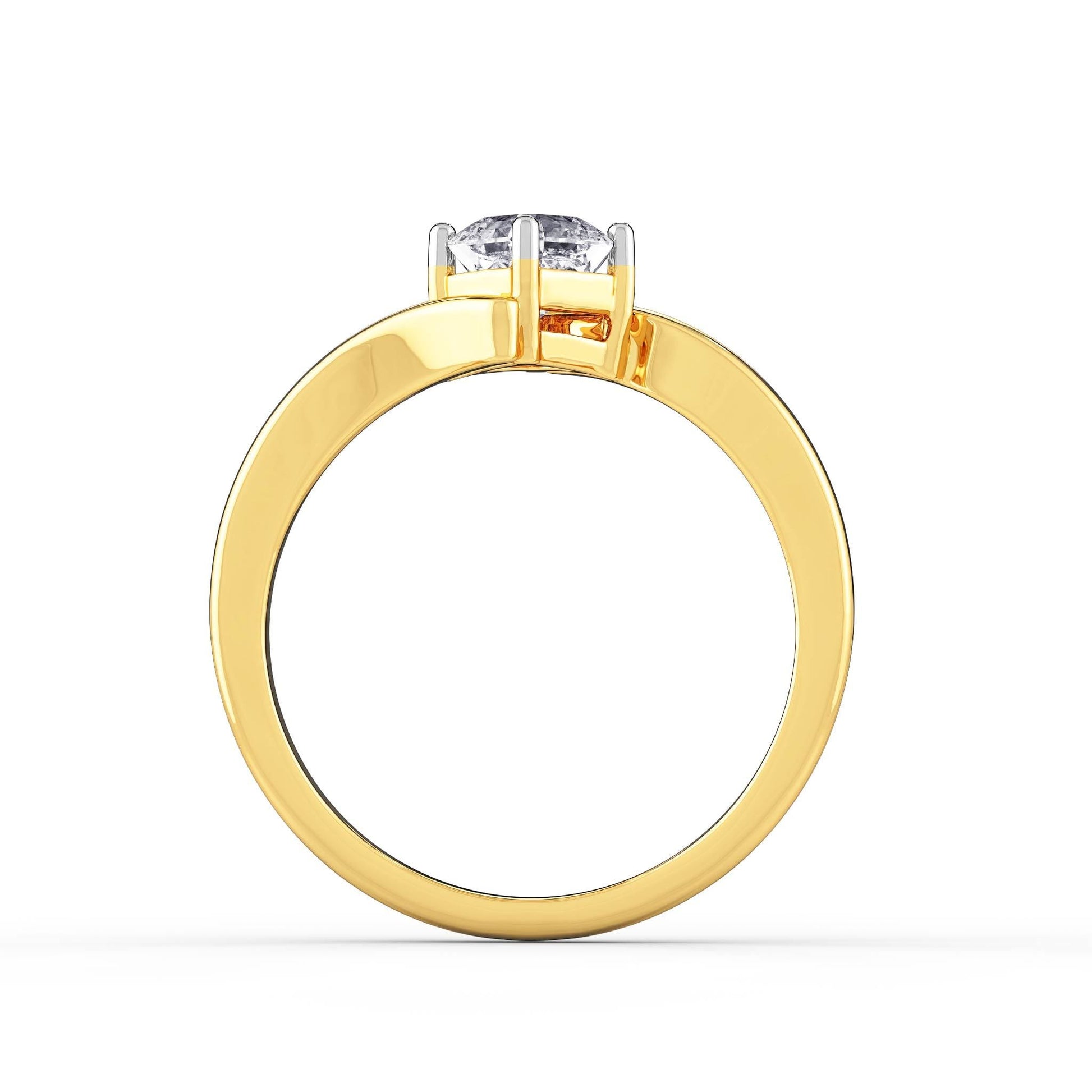 Curvy Edge Solitaire Ring In 925 Sterling Silver - Thirteen