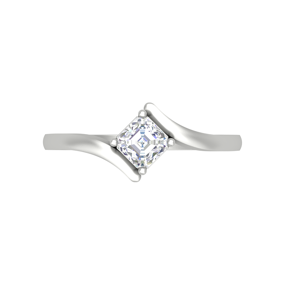 Curvy Edge Solitaire Ring In 925 Sterling Silver - Three