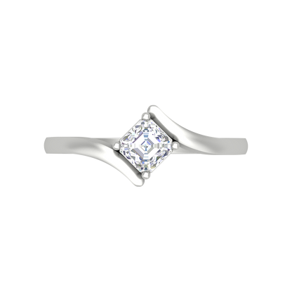 Curvy Edge Solitaire Ring - Three