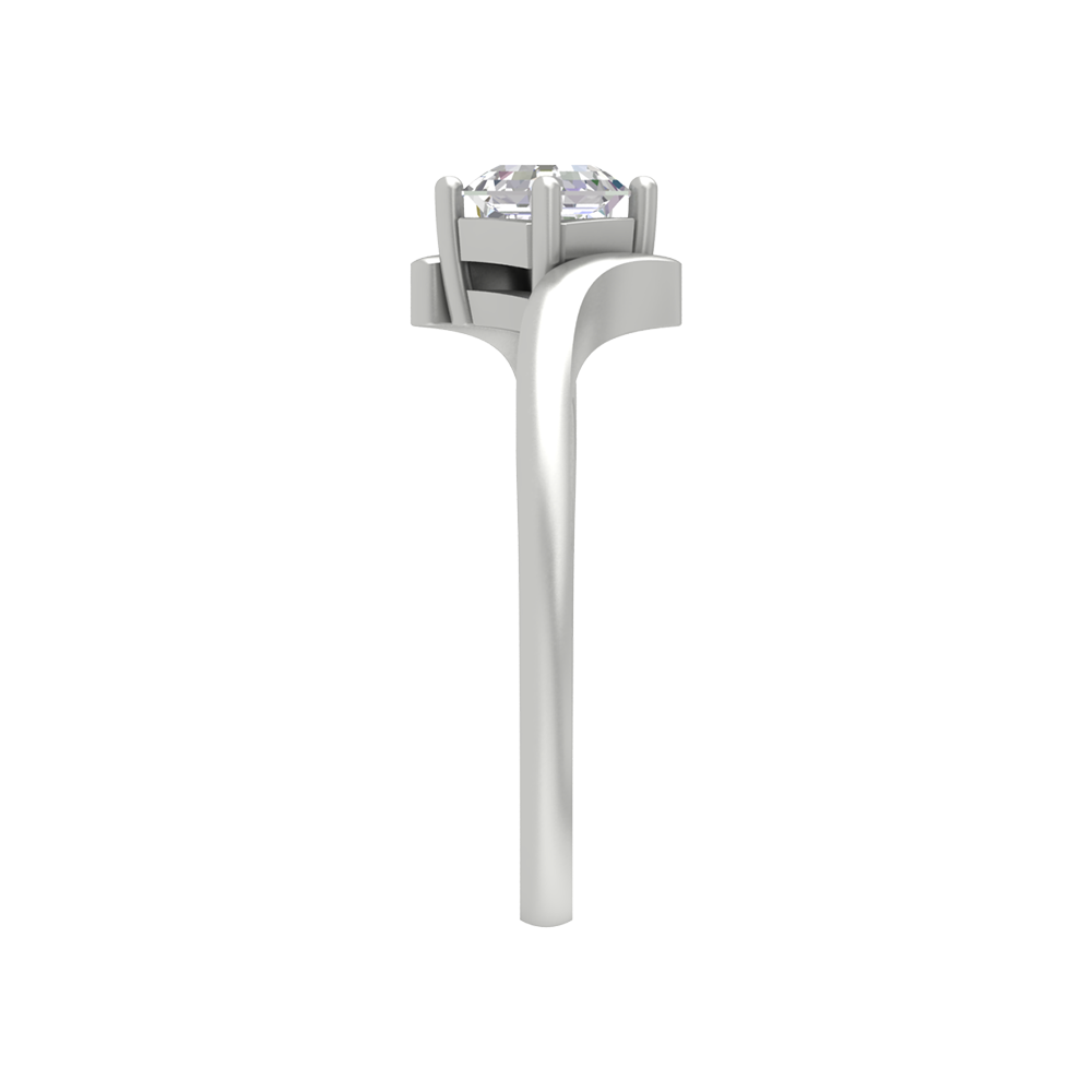 Curvy Edge Solitaire Ring In 925 Sterling Silver - Four
