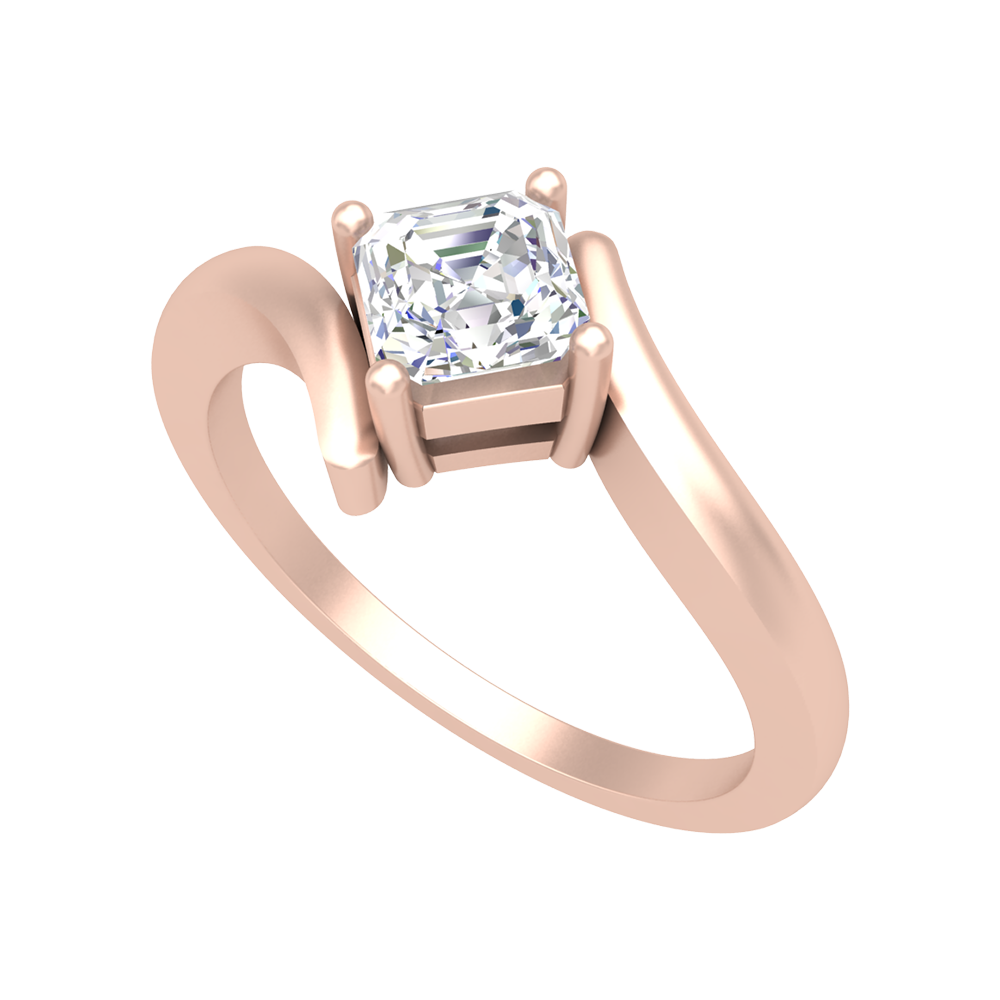 Curvy Edge Solitaire Ring In 925 Sterling Silver - Five