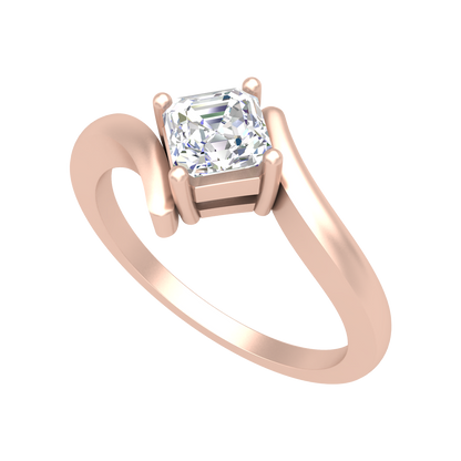Curvy Edge Solitaire Ring - Five