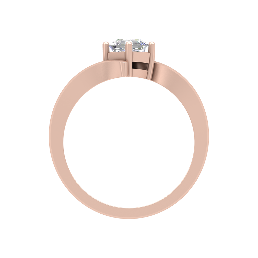 Curvy Edge Solitaire Ring - Six