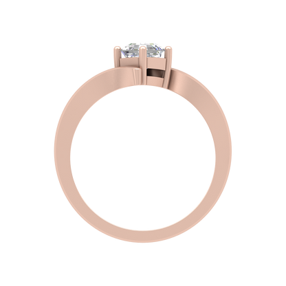 Curvy Edge Solitaire Ring In 925 Sterling Silver - Six