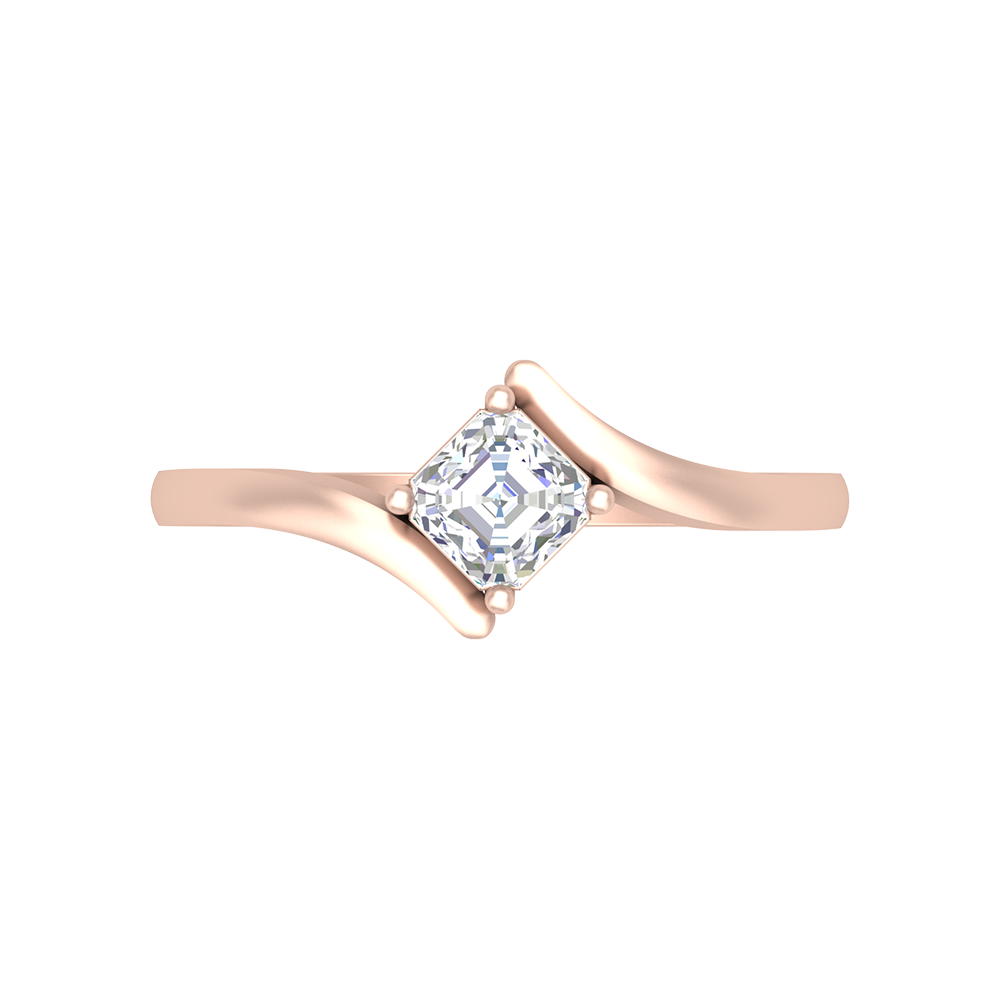 Curvy Edge Solitaire Ring - Seven