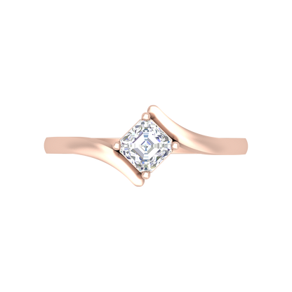 Curvy Edge Solitaire Ring - Seven