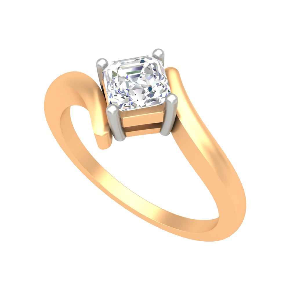 Curvy Edge Solitaire Ring - Nine