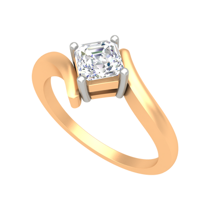 Curvy Edge Solitaire Ring - Nine