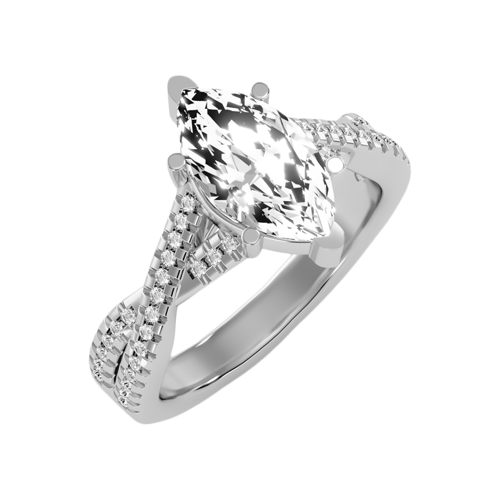 Dainty Marquise Shaped Solitaire Ring - One