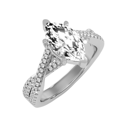 Dainty Marquise Shaped Solitaire Ring In 925 Sterling Silver - One