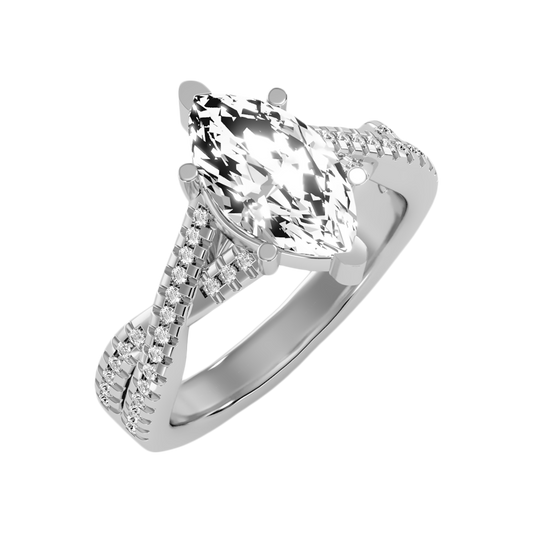 Dainty Marquise Shaped Solitaire Ring In 925 Sterling Silver - One