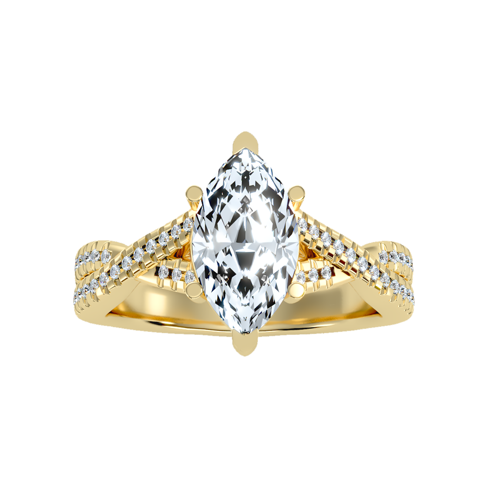 Dainty Marquise Shaped Solitaire Ring In 925 Sterling Silver - Ten