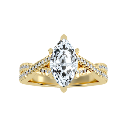 Dainty Marquise Shaped Solitaire Ring In 925 Sterling Silver - Ten