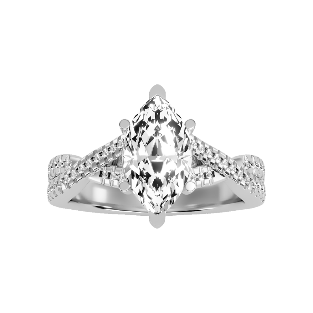 Dainty Marquise Shaped Solitaire Ring - Two